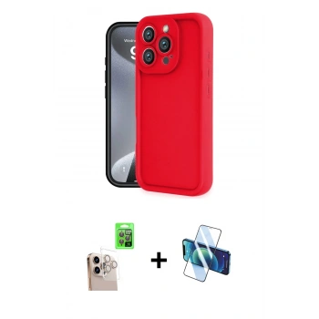 MARSİLYAN™- iPhone 16 Pro Max Kılıf Yankı Yansıma Özel Seri - Siyah 3D Antistatik Cam Ekran Koruyucu + Raze Metal Kamera Lens - NLGY