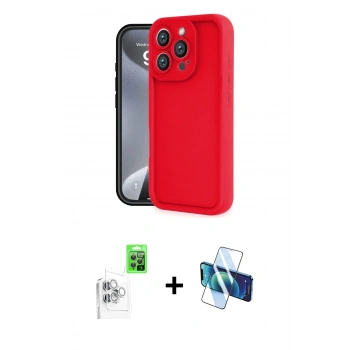 MARSİLYAN™- iPhone 16 Pro Max Kılıf Yankı Yansıma Özel Seri - Siyah 3D Antistatik Cam Ekran Koruyucu + Raze Metal Kamera Lens - BZ