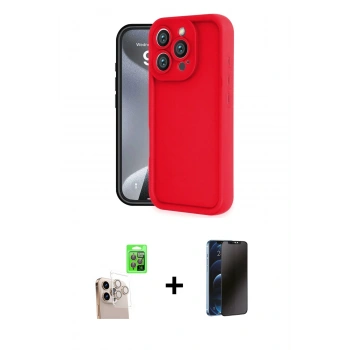 MARSİLYAN™- iPhone 16 Pro Max Kılıf Yankı Yansıma Özel Seri - Siyah 3D Antistatik Hayalet Cam Ekran Koruyucu + Raze Metal Kamera Lens - NLGY