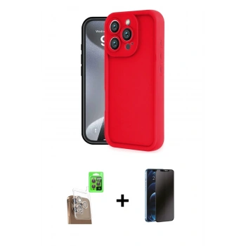 MARSİLYAN™- iPhone 16 Pro Max Kılıf Yankı Yansıma Özel Seri - Siyah 3D Antistatik Hayalet Cam Ekran Koruyucu + Raze Metal Kamera Lens - CLTM