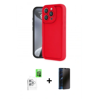 MARSİLYAN™- iPhone 16 Pro Max Kılıf Yankı Yansıma Özel Seri - Siyah 3D Antistatik Hayalet Cam Ekran Koruyucu + Raze Metal Kamera Lens - BZ