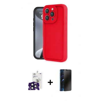 MARSİLYAN™- iPhone 16 Pro Max Kılıf Yankı Yansıma Özel Seri - Siyah 3D Antistatik Hayalet Cam Ekran Koruyucu + Bilvis Titan Kamera Lens - SH