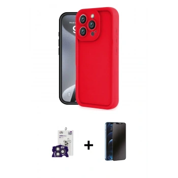 MARSİLYAN™- iPhone 16 Pro Max Kılıf Yankı Yansıma Özel Seri - Siyah 3D Antistatik Hayalet Cam Ekran Koruyucu + Bilvis Titan Kamera Lens - TMGI
