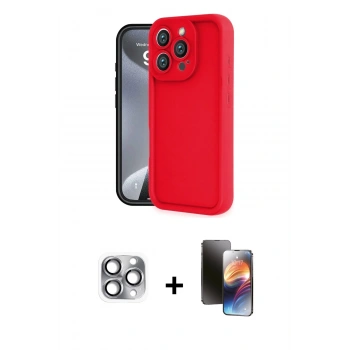MARSİLYAN™- iPhone 16 Pro Max Kılıf Yankı Yansıma Özel Seri - Siyah 3D Antistatik Mat Seramik Nano Ekran Koruyucu + Pers Alüminyum Kamera Lens - GI