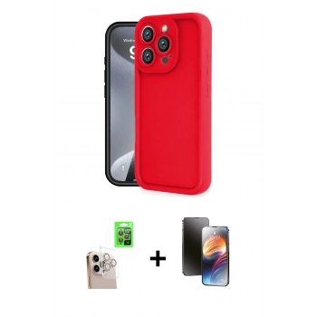 MARSİLYAN™- iPhone 16 Pro Max Kılıf Yankı Yansıma Özel Seri - Siyah 3D Antistatik Mat Seramik Nano Ekran Koruyucu + Raze Metal Kamera Lens - NLGY