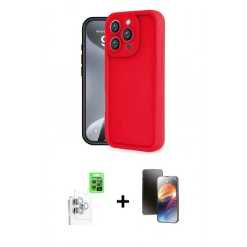 MARSİLYAN™- iPhone 16 Pro Max Kılıf Yankı Yansıma Özel Seri - Siyah 3D Antistatik Mat Seramik Nano Ekran Koruyucu + Raze Metal Kamera Lens - BZ