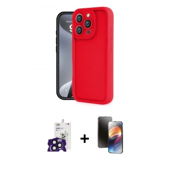 MARSİLYAN™- iPhone 16 Pro Max Kılıf Yankı Yansıma Özel Seri - Siyah 3D Antistatik Mat Seramik Nano Ekran Koruyucu + Bilvis Titan Kamera Lens - SH