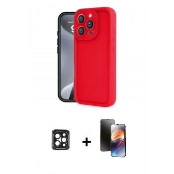 MARSİLYAN™- iPhone 16 Pro Max Kılıf Yankı Yansıma Özel Seri - Siyah 3D Antistatik Mat Seramik Nano Ekran Koruyucu + PVD Metal Kamera Lens - SH