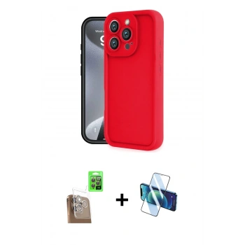 MARSİLYAN™- iPhone 16 Pro Max Kılıf Yankı Yansıma Özel Seri - Siyah 3D Antistatik Seramik Nano Ekran Koruyucu + Raze Metal Kamera Lens - CLTM