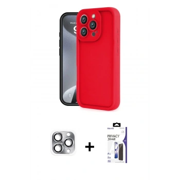 MARSİLYAN™- iPhone 16 Pro Max Kılıf Yankı Yansıma Özel Seri - Siyah Bilvis 3X AR Hayalet Cam Ekran Koruyucu + Pers Alüminyum Kamera Lens - GI