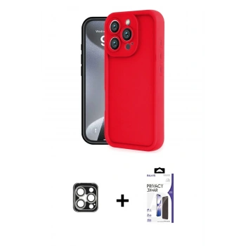 MARSİLYAN™- iPhone 16 Pro Max Kılıf Yankı Yansıma Özel Seri - Siyah Bilvis 3X AR Hayalet Cam Ekran Koruyucu + PVD Metal Kamera Lens - GS