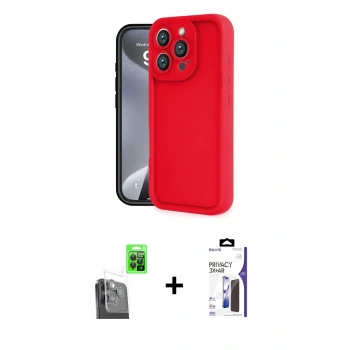 MARSİLYAN™- iPhone 16 Pro Max Kılıf Yankı Yansıma Özel Seri - Siyah Bilvis 3X AR Hayalet Cam Ekran Koruyucu + Raze Metal Kamera Lens - SH