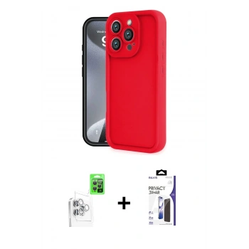 MARSİLYAN™- iPhone 16 Pro Max Kılıf Yankı Yansıma Özel Seri - Siyah Bilvis 3X AR Hayalet Cam Ekran Koruyucu + Raze Metal Kamera Lens - BZ