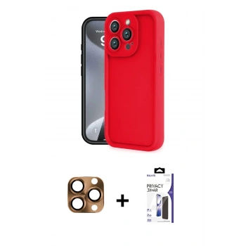 MARSİLYAN™- iPhone 16 Pro Max Kılıf Yankı Yansıma Özel Seri - Siyah Bilvis 3X AR Hayalet Cam Ekran Koruyucu + Pers Alüminyum Kamera Lens - CLTM