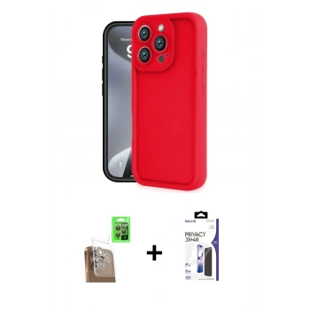 MARSİLYAN™- iPhone 16 Pro Max Kılıf Yankı Yansıma Özel Seri - Siyah Bilvis 3X AR Hayalet Cam Ekran Koruyucu + Raze Metal Kamera Lens - CLTM