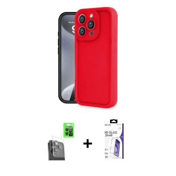 MARSİLYAN™- iPhone 16 Pro Max Kılıf Yankı Yansıma Özel Seri - Siyah Bilvis 3X AR HD Cam Ekran Koruyucu + Raze Metal Kamera Lens - SH