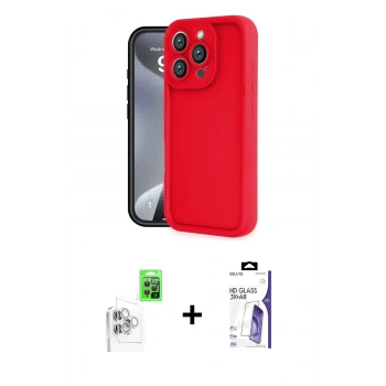 MARSİLYAN™- iPhone 16 Pro Max Kılıf Yankı Yansıma Özel Seri - Siyah Bilvis 3X AR HD Cam Ekran Koruyucu + Raze Metal Kamera Lens - BZ