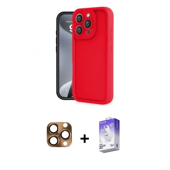 MARSİLYAN™- iPhone 16 Pro Max Kılıf Yankı Yansıma Özel Seri - Siyah Bilvis 5in1 3D Magic Cam Ekran Koruyucu + Pers Alüminyum Kamera Lens - CLTM