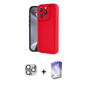 MARSİLYAN™- iPhone 16 Pro Max Kılıf Yankı Yansıma Özel Seri - Siyah Bilvis 5in1 3D Magic Cam Ekran Koruyucu + Pers Alüminyum Kamera Lens - GI