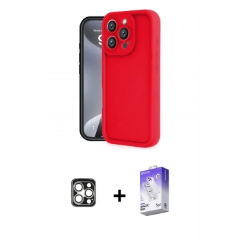 MARSİLYAN™- iPhone 16 Pro Max Kılıf Yankı Yansıma Özel Seri - Siyah Bilvis 5in1 3D Magic Cam Ekran Koruyucu + PVD Metal Kamera Lens - GS