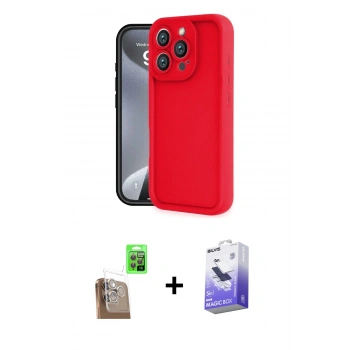 MARSİLYAN™- iPhone 16 Pro Max Kılıf Yankı Yansıma Özel Seri - Siyah Bilvis 5in1 5D Magic Hayalet Cam Ekran Koruyucu + Raze Metal Kamera Lens - CLTM
