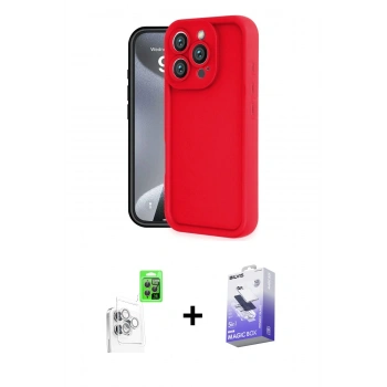 MARSİLYAN™- iPhone 16 Pro Max Kılıf Yankı Yansıma Özel Seri - Siyah Bilvis 5in1 5D Magic Hayalet Cam Ekran Koruyucu + Raze Metal Kamera Lens - BZ