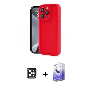 MARSİLYAN™- iPhone 16 Pro Max Kılıf Yankı Yansıma Özel Seri - Siyah Bilvis 5in1 5D Magic Hayalet Cam Ekran Koruyucu + PVD Metal Kamera Lens - SH