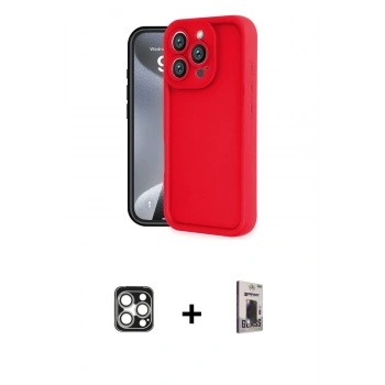 MARSİLYAN™- iPhone 16 Pro Max Kılıf Yankı Yansıma Özel Seri - Siyah Bilvis Hayalet Cam Ekran Koruyucu + PVD Metal Kamera Lens - GS