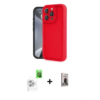 MARSİLYAN™- iPhone 16 Pro Max Kılıf Yankı Yansıma Özel Seri - Siyah Bilvis Hayalet Cam Ekran Koruyucu + Raze Metal Kamera Lens - BZ