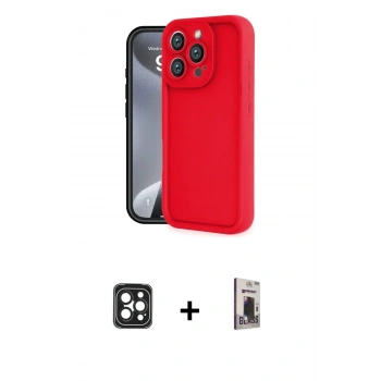 MARSİLYAN™- iPhone 16 Pro Max Kılıf Yankı Yansıma Özel Seri - Siyah Bilvis Hayalet Cam Ekran Koruyucu + PVD Metal Kamera Lens - SH