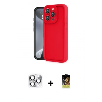 MARSİLYAN™- iPhone 16 Pro Max Kılıf Yankı Yansıma Özel Seri - Siyah Buffer Cam Ekran Koruyucu + Pers Alüminyum Kamera Lens - GS