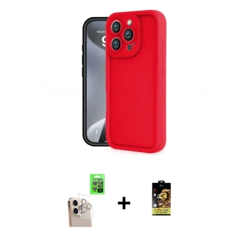 MARSİLYAN™- iPhone 16 Pro Max Kılıf Yankı Yansıma Özel Seri - Siyah Buffer Cam Ekran Koruyucu + Raze Metal Kamera Lens - NLGY