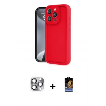 MARSİLYAN™- iPhone 16 Pro Max Kılıf Yankı Yansıma Özel Seri - Siyah Buffer Hayalet Cam Ekran Koruyucu + Pers Alüminyum Kamera Lens - GI