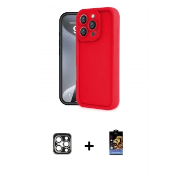 MARSİLYAN™- iPhone 16 Pro Max Kılıf Yankı Yansıma Özel Seri - Siyah Buffer Hayalet Cam Ekran Koruyucu + PVD Metal Kamera Lens - GS