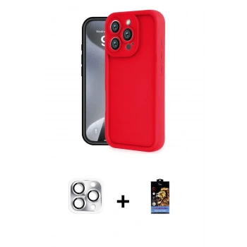 MARSİLYAN™- iPhone 16 Pro Max Kılıf Yankı Yansıma Özel Seri - Siyah Buffer Hayalet Cam Ekran Koruyucu + Pers Alüminyum Kamera Lens - GS