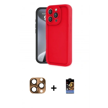 MARSİLYAN™- iPhone 16 Pro Max Kılıf Yankı Yansıma Özel Seri - Siyah Buffer Hayalet Cam Ekran Koruyucu + Pers Alüminyum Kamera Lens - CLTM