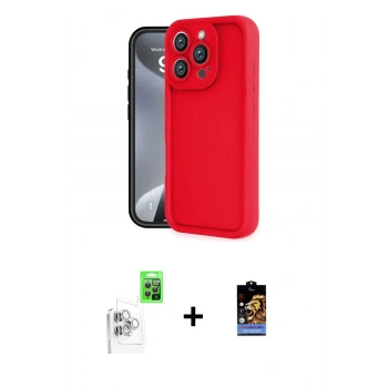 MARSİLYAN™- iPhone 16 Pro Max Kılıf Yankı Yansıma Özel Seri - Siyah Buffer Hayalet Cam Ekran Koruyucu + Raze Metal Kamera Lens - BZ