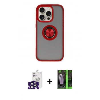 MARSİLYAN™- iPhone 16 Pro Max Kılıf Yörünge Çizgi - Şeffaf 360 Full Body Arka Koruyucu + Bilvis Titan Kamera Lens - SH