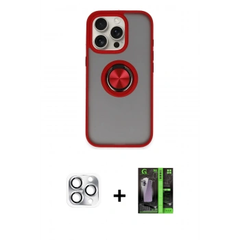 MARSİLYAN™- iPhone 16 Pro Max Kılıf Yörünge Çizgi - Şeffaf 360 Full Body Arka Koruyucu + Pers Alüminyum Kamera Lens - GS
