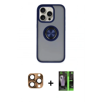MARSİLYAN™- iPhone 16 Pro Max Kılıf Yörünge Çizgi - Şeffaf 360 Full Body Arka Koruyucu + Pers Alüminyum Kamera Lens - CLTM