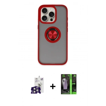 MARSİLYAN™- iPhone 16 Pro Max Kılıf Yörünge Çizgi - Şeffaf 360 Full Body Arka Koruyucu + Bilvis Titan Kamera Lens - TMGI