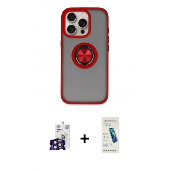 MARSİLYAN™- iPhone 16 Pro Max Kılıf Yörünge Çizgi - Şeffaf Pasifik Cam Ekran Koruyucu + Bilvis Titan Kamera Lens - TMGI