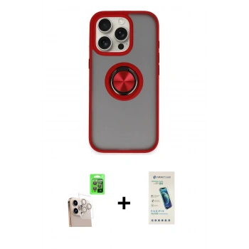 MARSİLYAN™- iPhone 16 Pro Max Kılıf Yörünge Çizgi - Şeffaf Pasifik Cam Ekran Koruyucu + Raze Metal Kamera Lens - NLGY