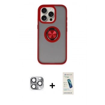 MARSİLYAN™- iPhone 16 Pro Max Kılıf Yörünge Çizgi - Şeffaf Pasifik Cam Ekran Koruyucu + Pers Alüminyum Kamera Lens - GI