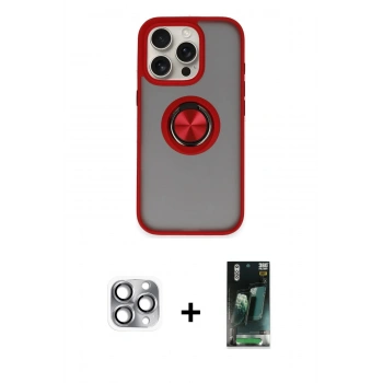 MARSİLYAN™- iPhone 16 Pro Max Kılıf Yörünge Çizgi - Siyah 360 Mat Full Body Arka Koruyucu + Pers Alüminyum Kamera Lens - GI
