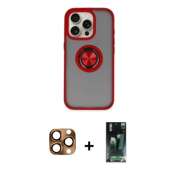 MARSİLYAN™- iPhone 16 Pro Max Kılıf Yörünge Çizgi - Siyah 360 Mat Full Body Arka Koruyucu + Pers Alüminyum Kamera Lens - CLTM