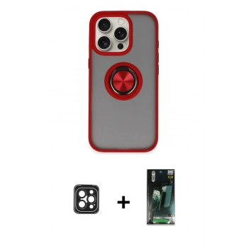 MARSİLYAN™- iPhone 16 Pro Max Kılıf Yörünge Çizgi - Siyah 360 Mat Full Body Arka Koruyucu + PVD Metal Kamera Lens - SH