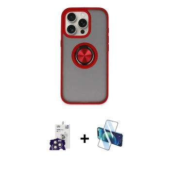 MARSİLYAN™- iPhone 16 Pro Max Kılıf Yörünge Çizgi - Siyah 3D Antistatik Cam Ekran Koruyucu + Bilvis Titan Kamera Lens - TMGI