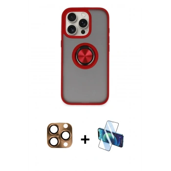 MARSİLYAN™- iPhone 16 Pro Max Kılıf Yörünge Çizgi - Siyah 3D Antistatik Cam Ekran Koruyucu + Pers Alüminyum Kamera Lens - CLTM