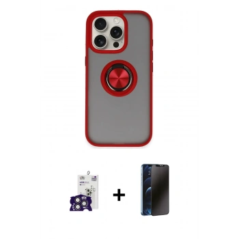 MARSİLYAN™- iPhone 16 Pro Max Kılıf Yörünge Çizgi - Siyah 3D Antistatik Hayalet Cam Ekran Koruyucu + Bilvis Titan Kamera Lens - TMGI